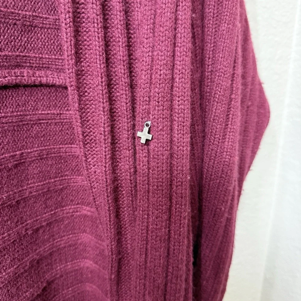 Beryll 100% Cashmere Cardigan OS Burgundy Cocoon Draped Oversized Quiet Luxury